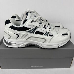 Vionic, 23M Walk Men's Sneakers, Size 8 Wide, White and Navy Blue, Leather/Mesh